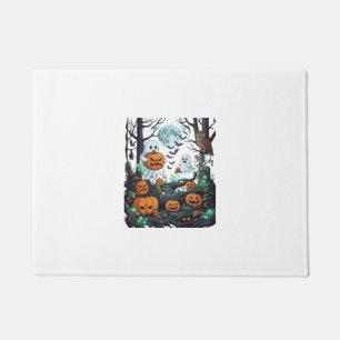 Halloween Ghosts Scary Pumpkins Owl Full Moon Bats Doormat