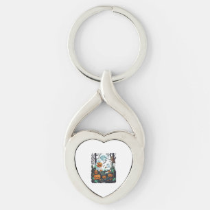 Halloween Ghosts Scary Pumpkins Owl Full Moon Bats Key Ring