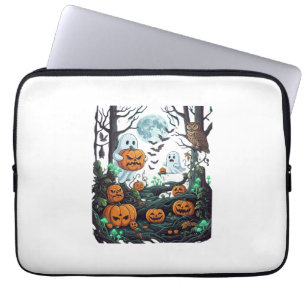 Halloween Ghosts Scary Pumpkins Owl Full Moon Bats Laptop Sleeve