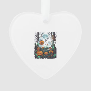 Halloween Ghosts Scary Pumpkins Owl Full Moon Bats Ornament