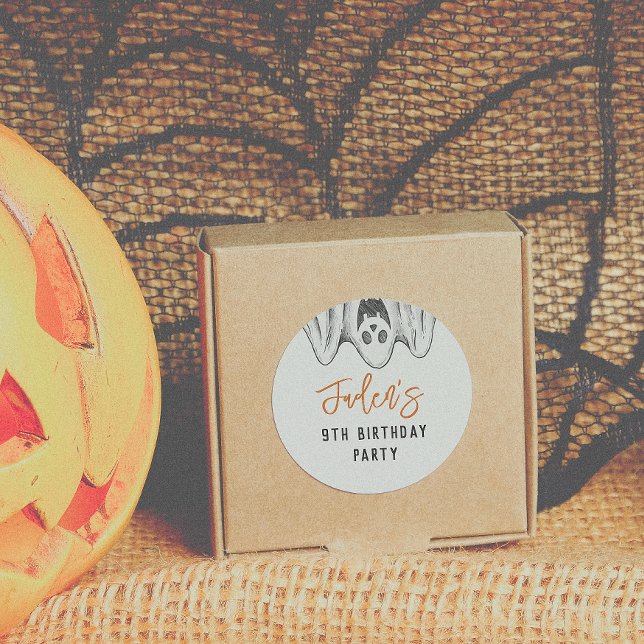 Halloween Ghosts Spooktacular Birthday Party Favou Classic Round Sticker (Creator Uploaded)