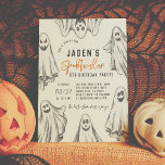 Halloween Ghosts Spooktacular Birthday Party Invitation<br><div class="desc">Modern Halloween-themed birthday invitations for any age! This design features 6 sketch-style ghost illustrations around the edge of the card. Inside the frame of ghosts, there is a modern typography layout to display the event text. "Come & join us for" curves around the top of the birthday boy's name, written...</div>
