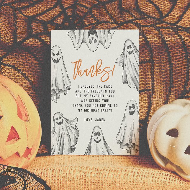 Halloween Ghosts Spooktacular Birthday Thank You Card (Creator Uploaded)