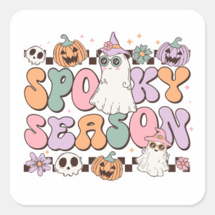 Halloween Ghosts Spooky Season Square Sticker