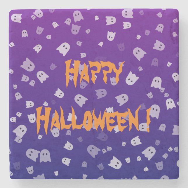 Halloween Ghosts Stone Coaster (Front)