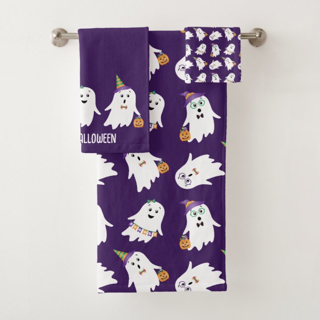 Halloween Ghosts Trick Or Treat Bath Towel Set (Insitu)