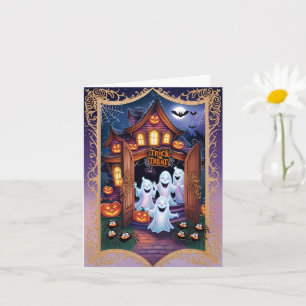 Halloween Ghosts Under the Moonlit Sky Card