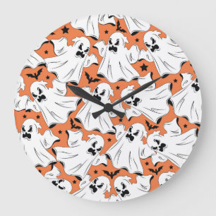 Halloween ghosts: vintage textile texture. large clock