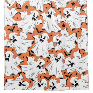 Halloween ghosts: vintage textile texture. shower curtain