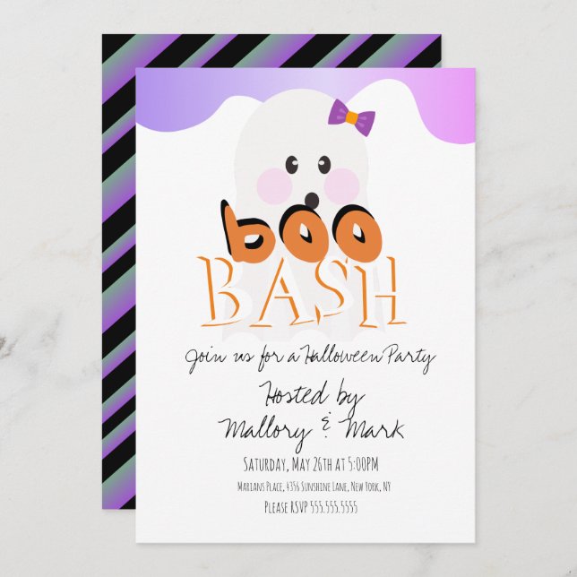 Halloween Ghoul Ghost Party Boo Bash Invitation (Front/Back)