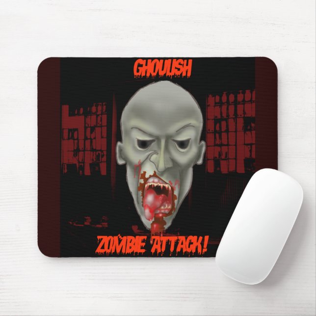Halloween Ghoulish Zombie Attack Mouse Mat (With Mouse)