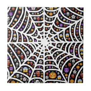 Halloween Ghouls & Goblins in a Spiderweb Tile