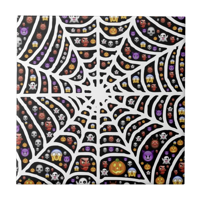 Halloween Ghouls & Goblins in a Spiderweb Tile (Front)