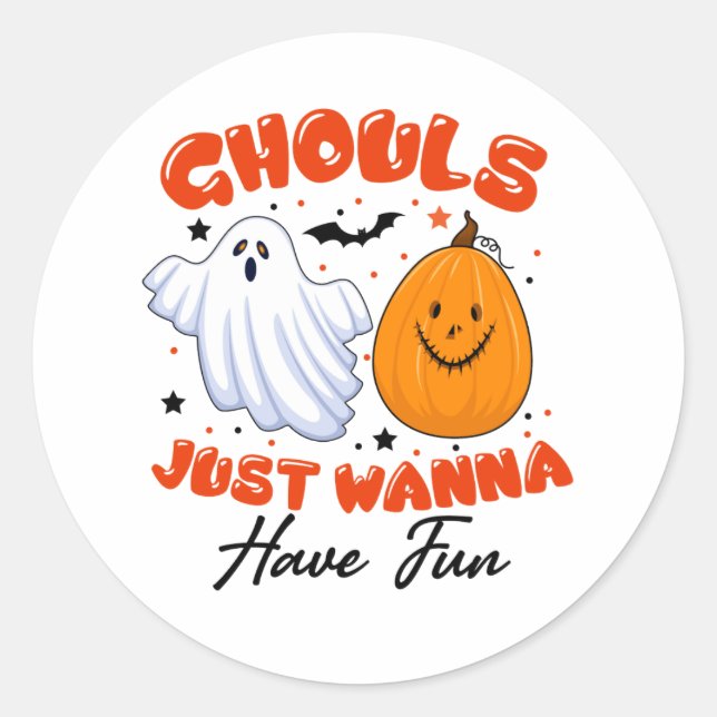 Halloween Ghouls Just Wanna Have Fun Birthday Classic Round Sticker