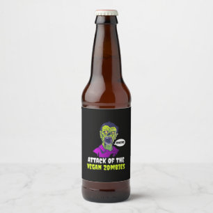 Halloween Gift Attack Of The Vegan Beer Bottle Label