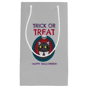 Halloween gift bag, Trick or Treat cat in portrait Small Gift Bag