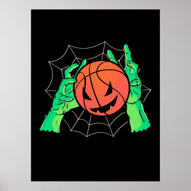 Halloween Gift | Basketball Halloween Poster (Front)