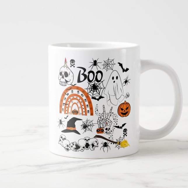 Halloween Gift, Boo, Halloween Sublimation Design Large Coffee Mug (Right)