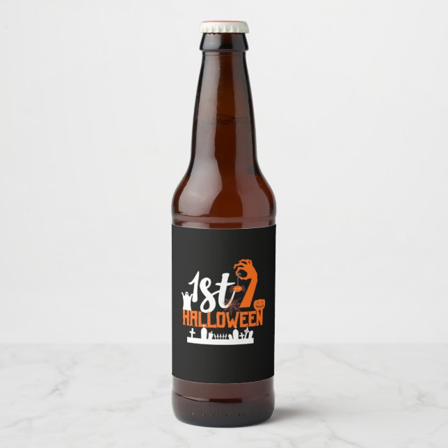 Halloween Gift | First Halloween Beer Bottle Label (Front)