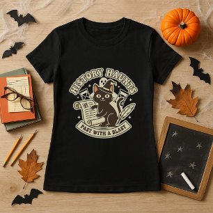 Halloween Gift for History Teacher Haunts Cat T-Shirt