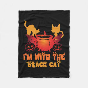 Halloween Gift I Am With My Cat Birthday Fleece Blanket