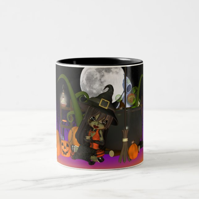 Halloween Gift Mug with cute little witch (Center)
