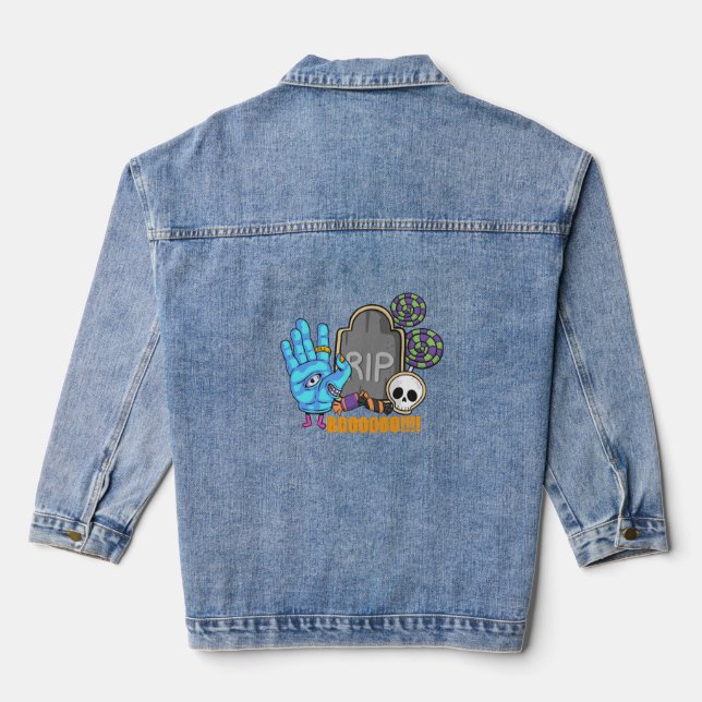 Halloween Gift Shirt Nightmare Before Christmas Denim Jacket (Back)