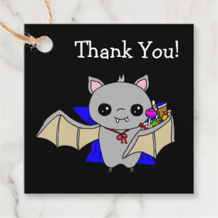 Halloween Gift Tag, Bat holding Candy Favour Tags