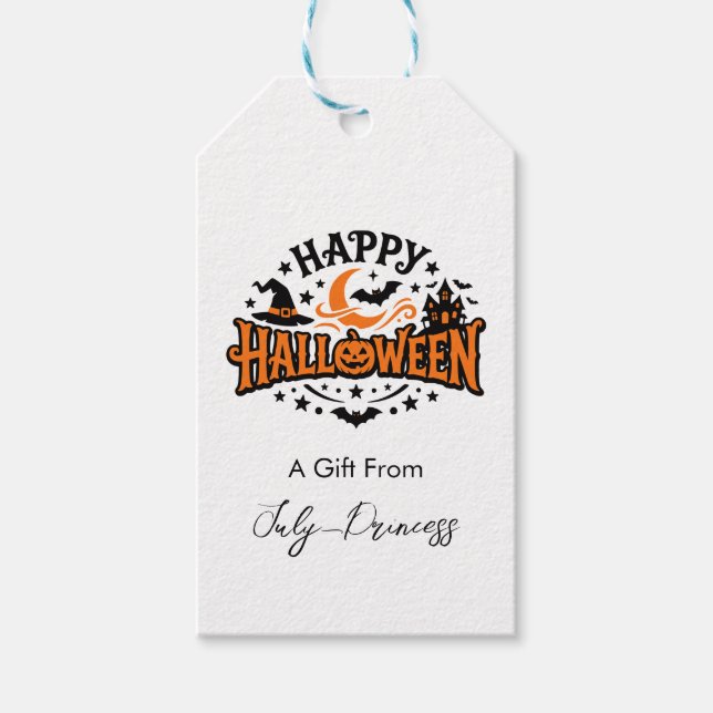 Halloween gift tags, personalised gift tags (Front)