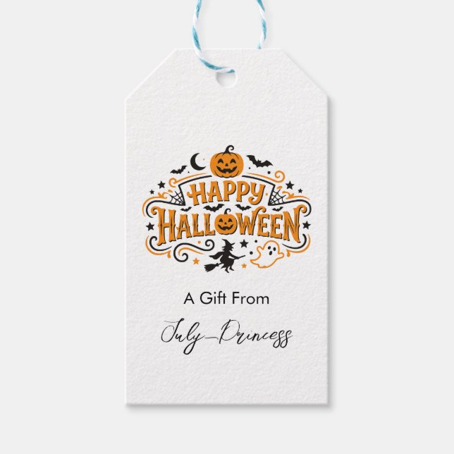 Halloween gift tags, personalised gift tags (Front)