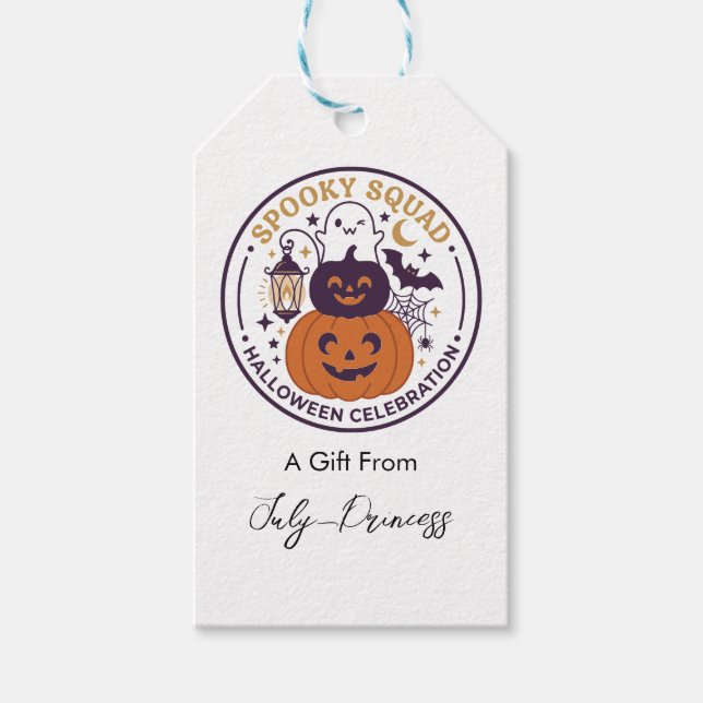 Halloween gift tags, personalised gift tags (Front)