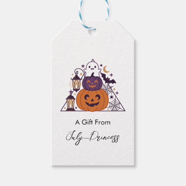 Halloween gift tags, personalised gift tags (Front)