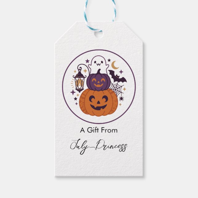 Halloween gift tags, personalised gift tags (Front)