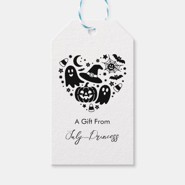Halloween gift tags, personalised gift tags (Front)