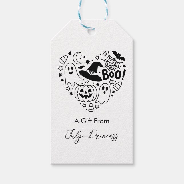Halloween gift tags, personalised gift tags (Front)