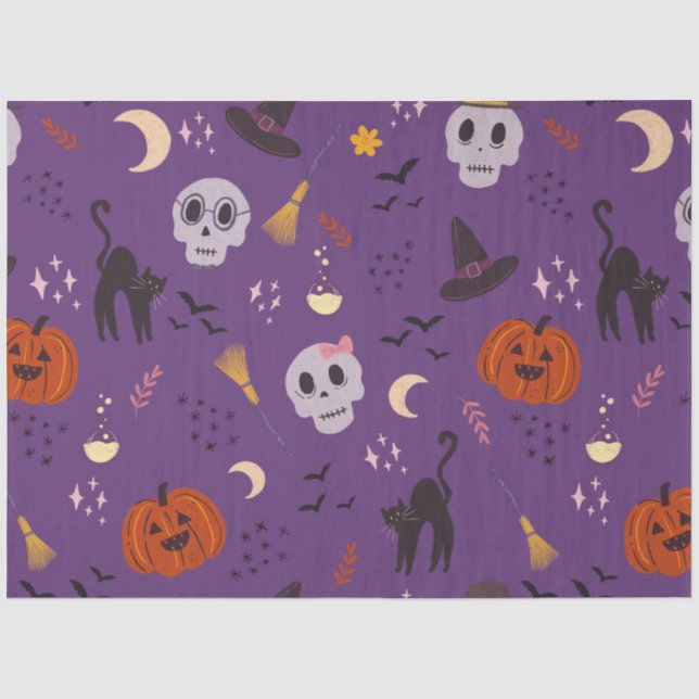 "Halloween Gift Tissue Paper – Ghosts, Pumpkins (Front)