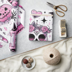 Halloween gift wrap, spooky wrapping paper, witch  paper