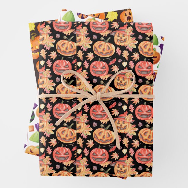 Halloween gift  wrapping paper sheet (In situ)