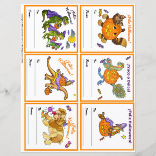 Halloween Gifting Party Class Cards Set 1 SPANISH