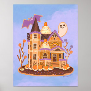 Halloween Gingerbread Haunted House Art Print