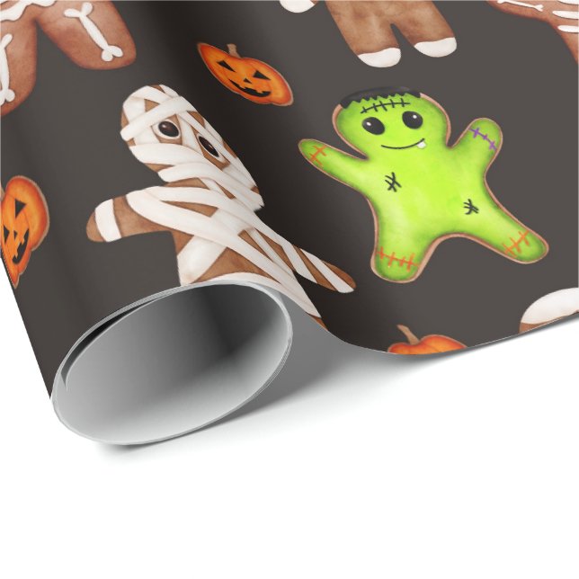Halloween Gingerbread Pattern Wrapping Paper (Roll Corner)