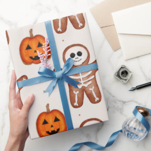 Halloween Gingerbread Skeleton Wrapping Paper