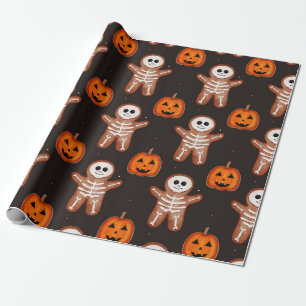 Halloween Gingerbread Skeleton Wrapping Paper