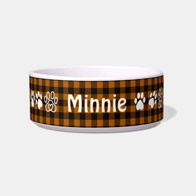 Halloween Gingham Pet Bowl (Front)