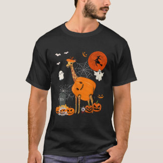 Halloween Giraffe Costume Horror Pumpkin Boo Ghost T-Shirt