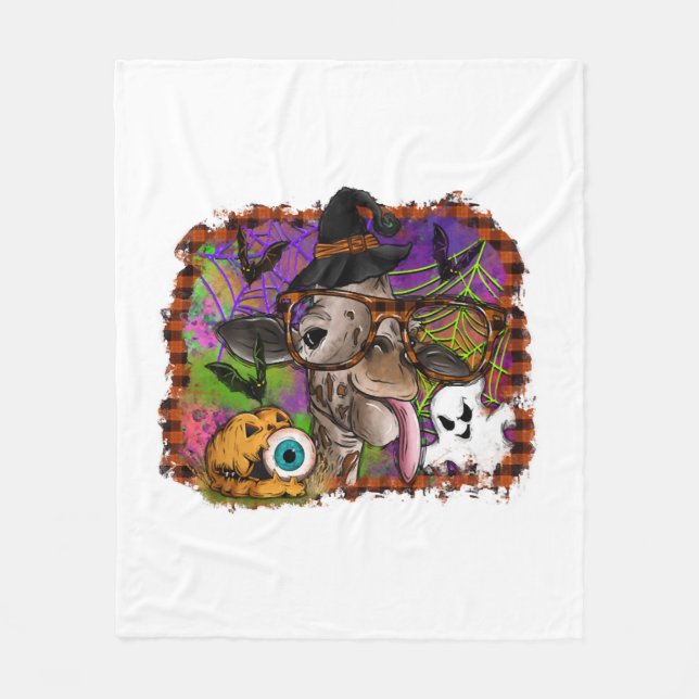 Halloween Giraffe Fleece Blanket (Front)