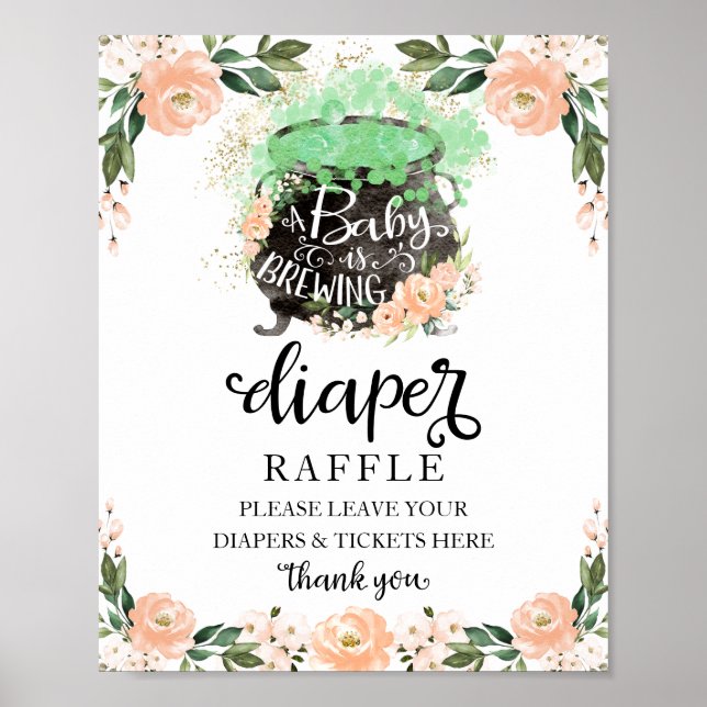 Halloween Girl Baby Shower Diaper Raffle Game Sign (Front)