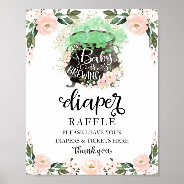 Halloween Girl Baby Shower Diaper Raffle Game Sign (Front)
