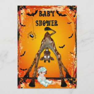 Halloween Girl Baby Shower Funny Giraffe Invitation