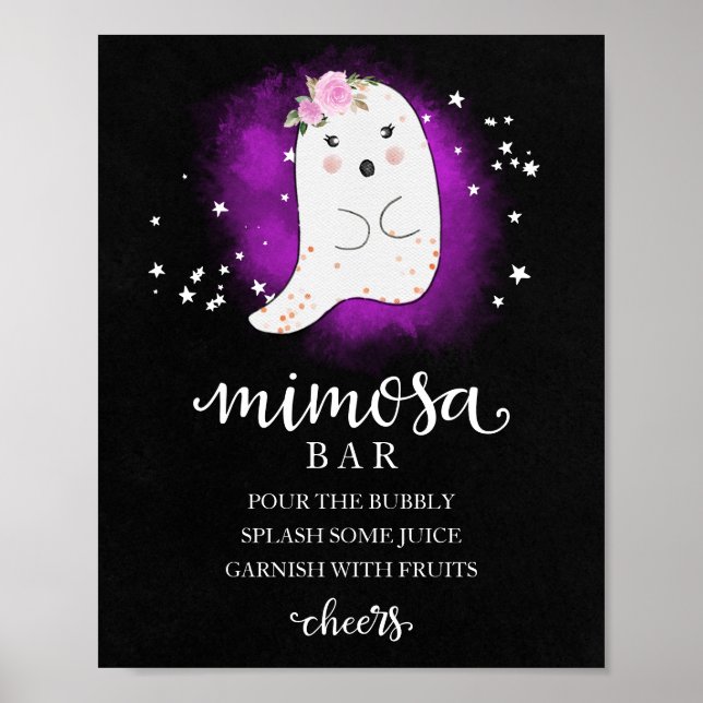 Halloween Girl Baby Shower Mimosa Bar Sign (Front)